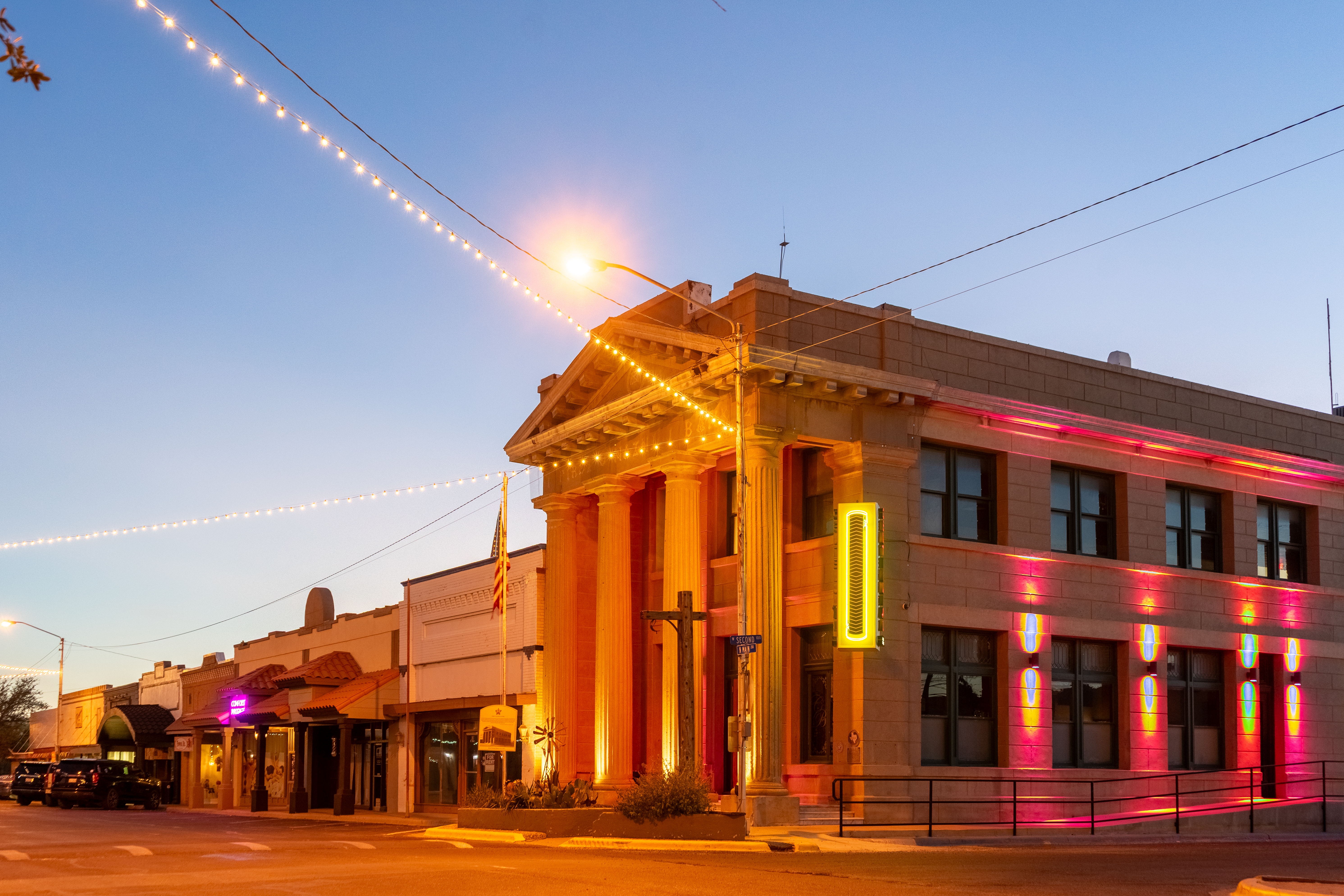 Fort Stockton roadside cafe at night