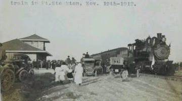 Arrival of first passenger train, 1912